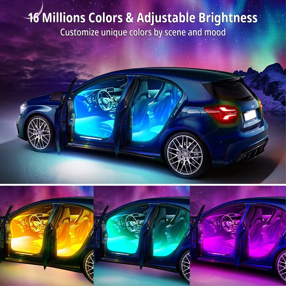 RGB LED Interior Floor Lights for Universal Cars (72-Inch Strip)