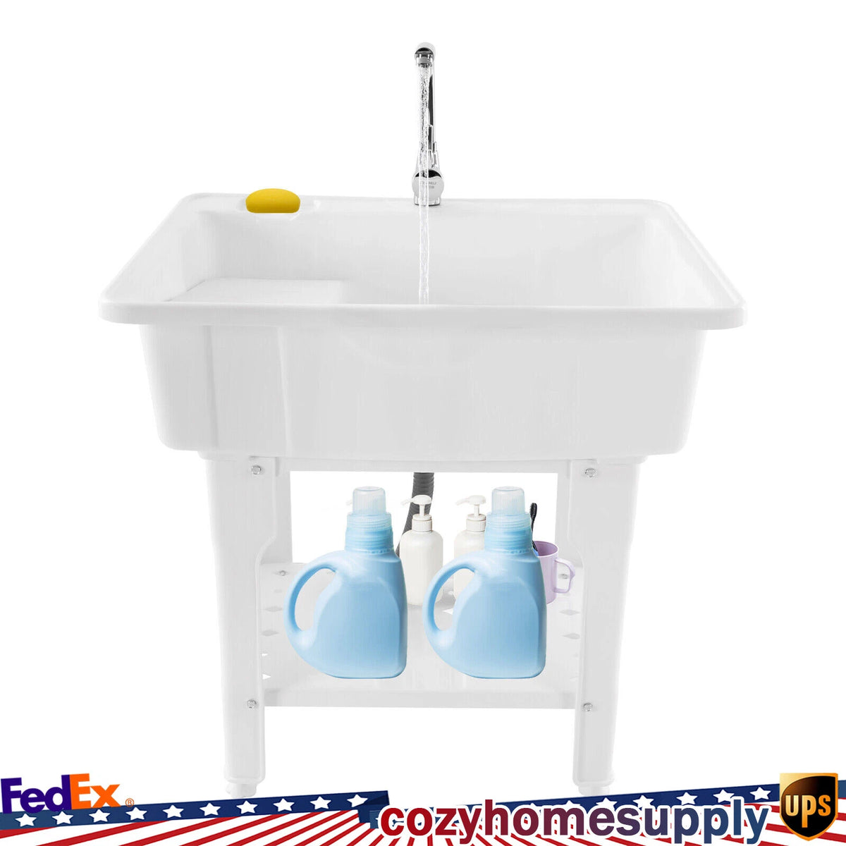 Utility Sink Laundry Tub with Faucet for Laundry Room Garage or Shop