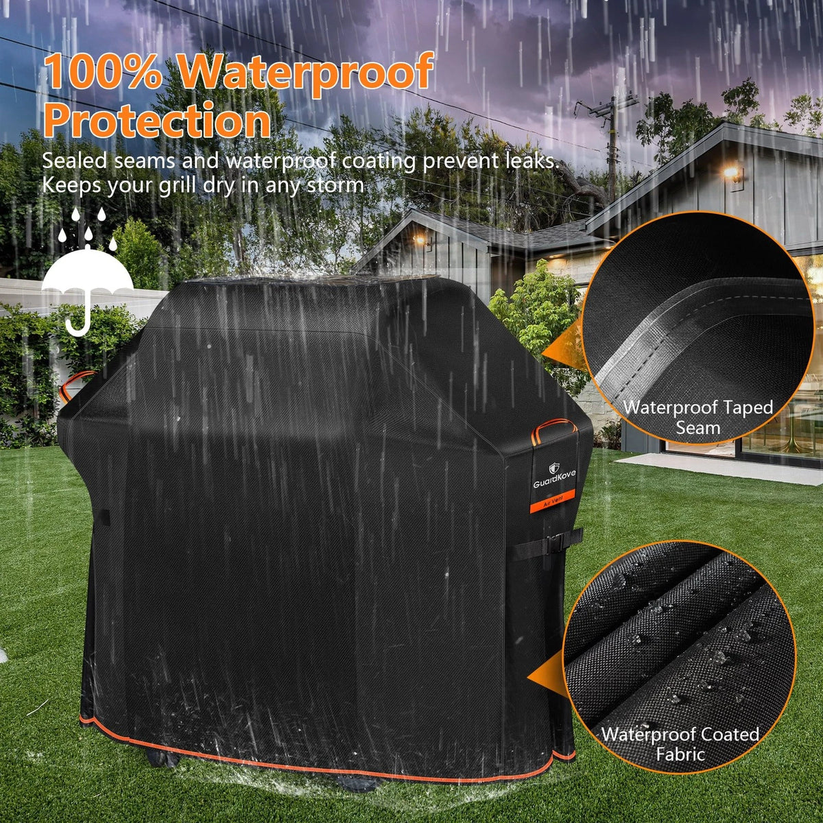 55" Grill Cover for Outdoor 55 Inch (2023) - Heavy Duty Fabric, Black
