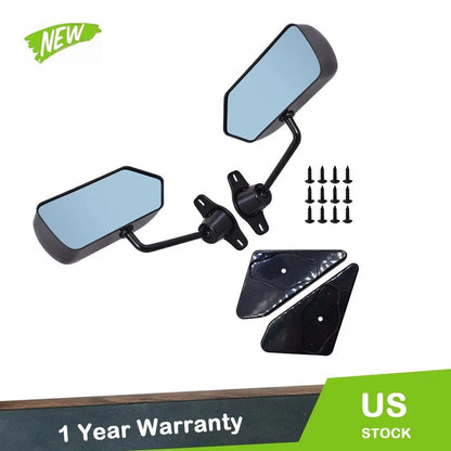 Set of 2 Universal F1 Style Side Mirrors for Cars - Glossy Black Convex