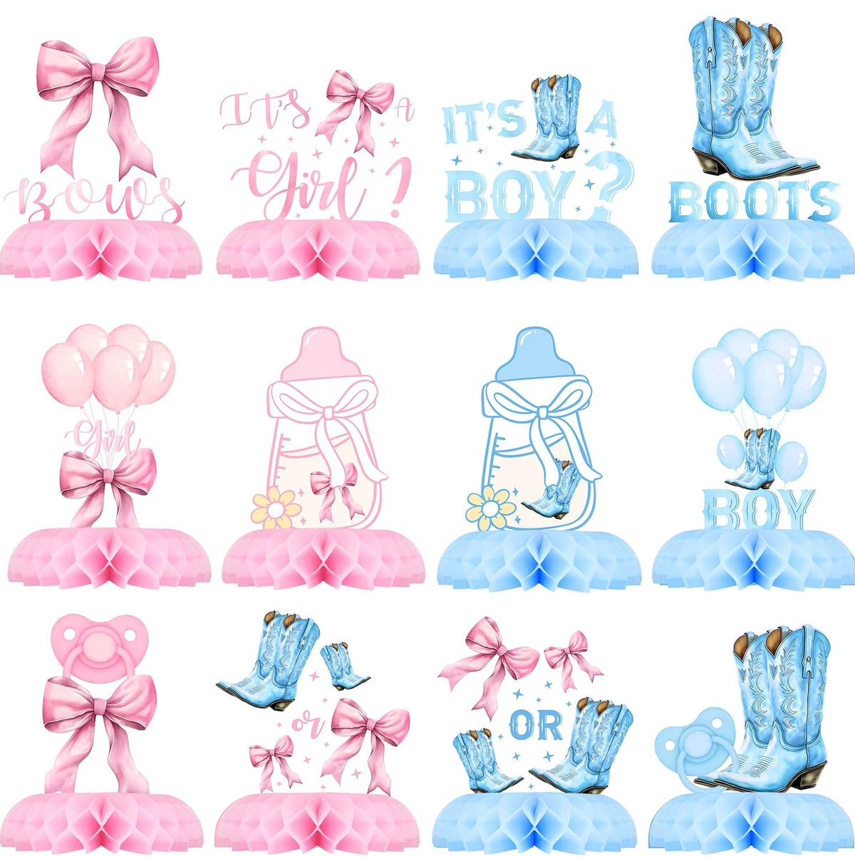 12PCS Gender Reveal Table Centerpieces for Baby Shower