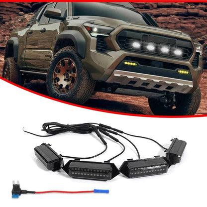Set of 4 Smoked White LED Front Grille Lights for Toyota Tacoma (2024–2024)