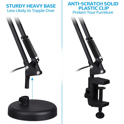 Adjustable Swing Arm Desk Lamp for E26 Bulb (1 Unit) - Black
