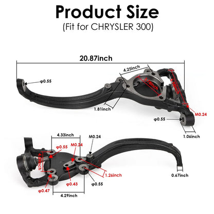 2Pcs Front Steering Knuckle for Chrysler 300 (2012–2021) 05168420AF 05168421AF