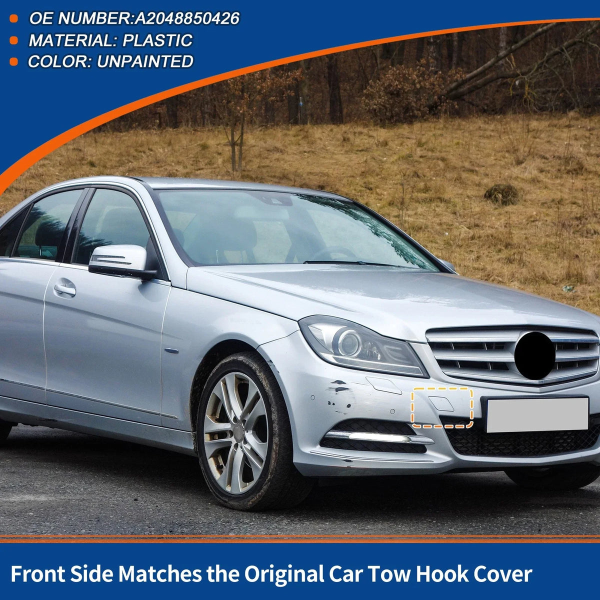 Tow Hook Cover for Mercedes-Benz W204 (2007–2014) No.A2048850426 Unpainted