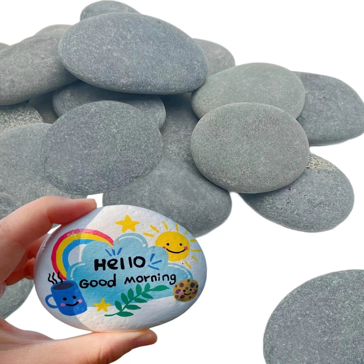 24 PCS Flat DIY Painting Rocks for Crafting and Art Projects