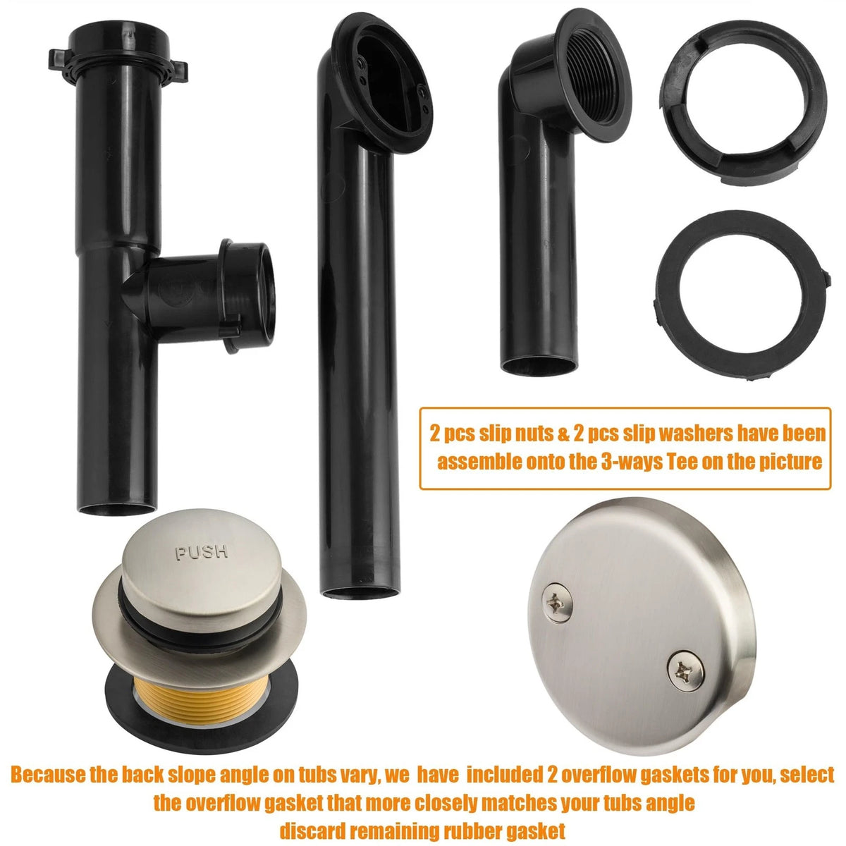 1-1/2" Black Tubular Bath Drain Kit for Bath (No Specific Years)