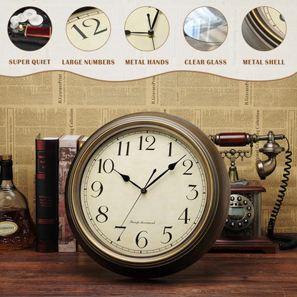 10'' Non Ticking Wall Clock for Home Decor (Classic Silent)