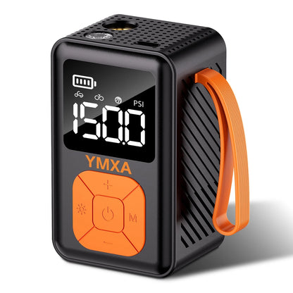 150 PSI Mini Bike Pump with Auto-Stop & Digital Gauge (Orange)