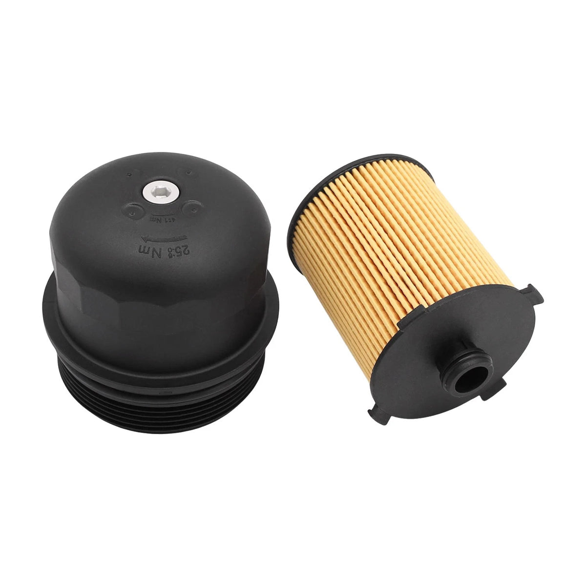 Engine Oil Filter Housing Cover Cap w/ Filter for Volvo S90 (2017–2022) 32140027, 31321084, 32140029