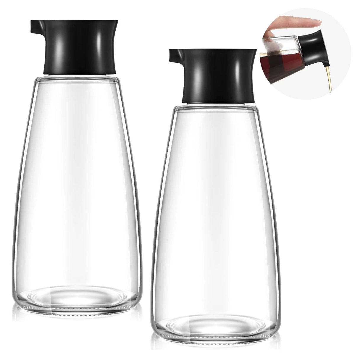 2X Soy Sauce Dispenser for Olive Oil - Large Glass Cruet