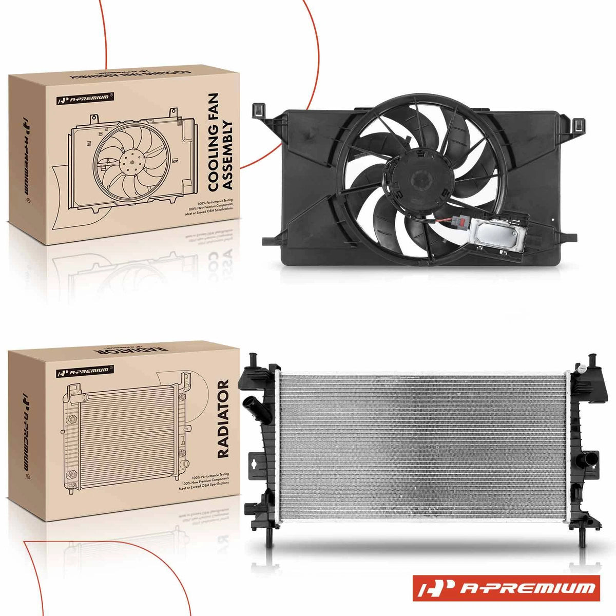 Radiator & Cooling Fan Assembly w/ Shroud for Ford Focus (2012–2018) CV6Z8005A, CV6Z8005ACP, FO3010301