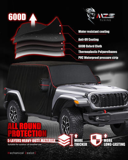 Waterproof Cab Cover for Jeep Wrangler JK JL 2 Door (2007–2026)