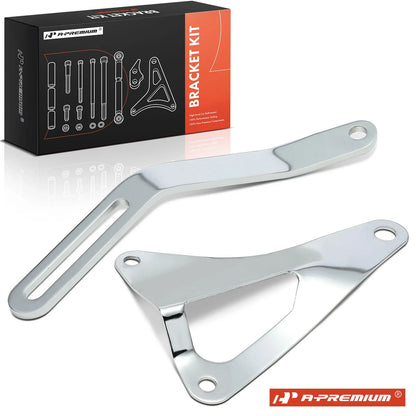 2X Steel Chrome Alternator Bracket Kit for Ford 289 302 351 (1962–1996)