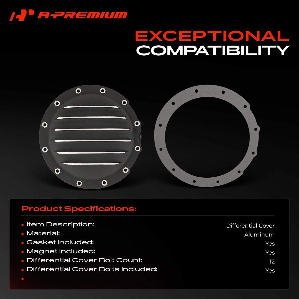 A-Premium Rear Differential Cover with Gasket & Drain Plug for Jeep AMC Model 20 (SPC4906BKKIT, 4906BKKIT)