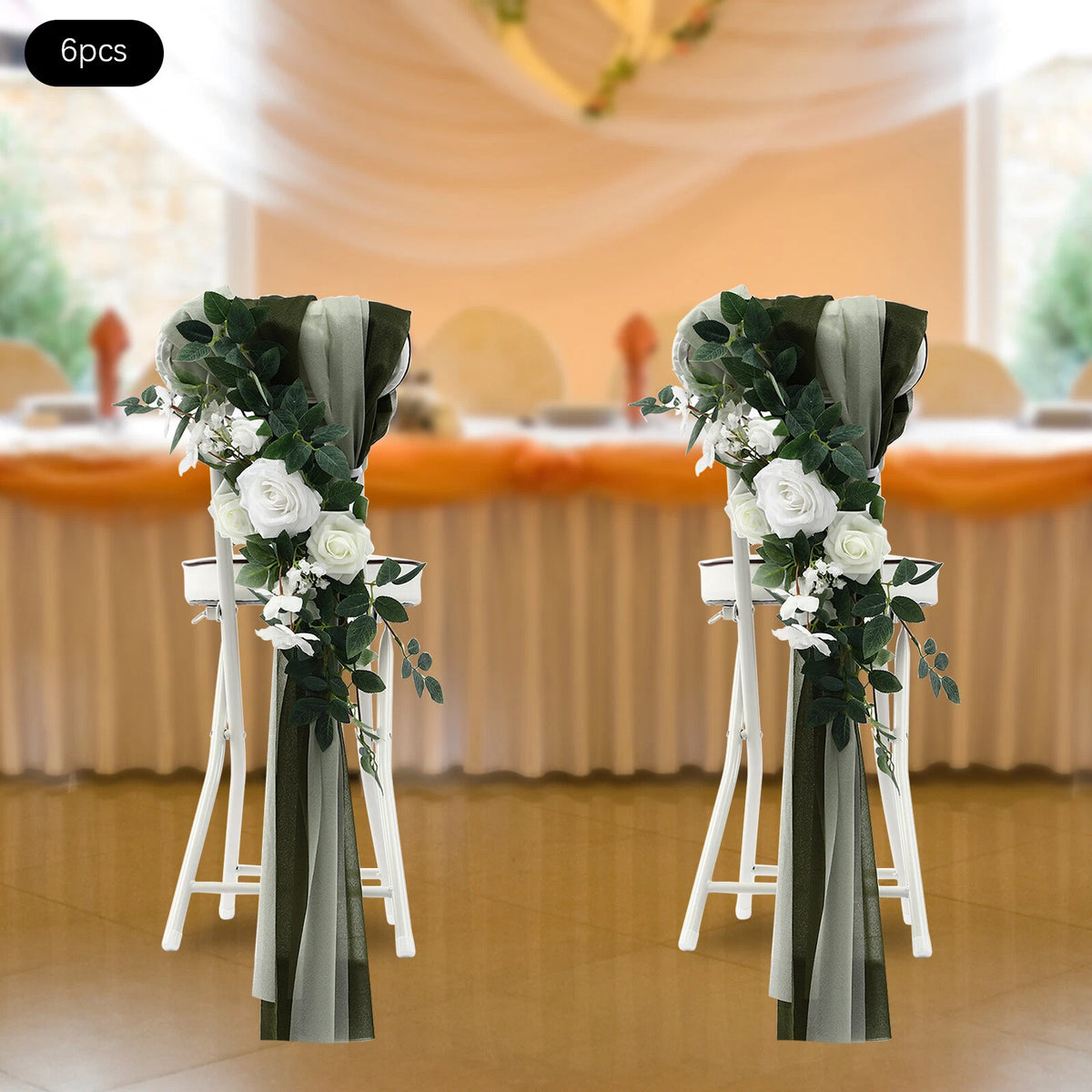 Artificial Wedding Chair Back Flowers Decorations