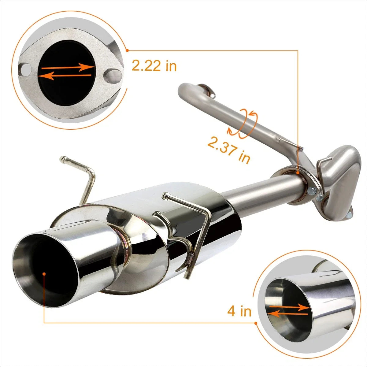 4" Rolled Oval Muffler Tip for Chevy Cobalt 2.2 (2005–2010)