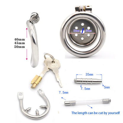 Small Flat Lock Chastity Device with Arc Ring Keys for Adult Use