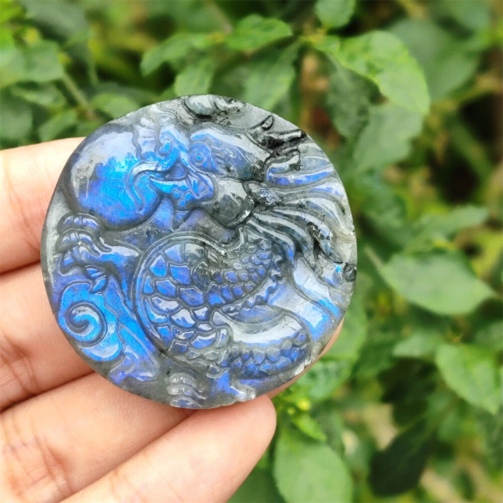 Natural Labradorite Carved Dragon Skull Crystal Reiki Healing for All Models