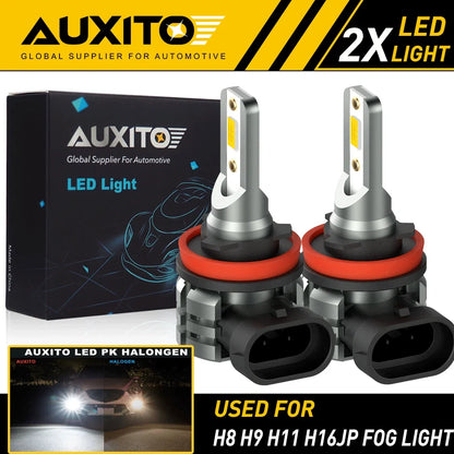 2X AUXITO H11 H16 H8 LED Fog Driving Light Bulbs 6000K L3 EXV