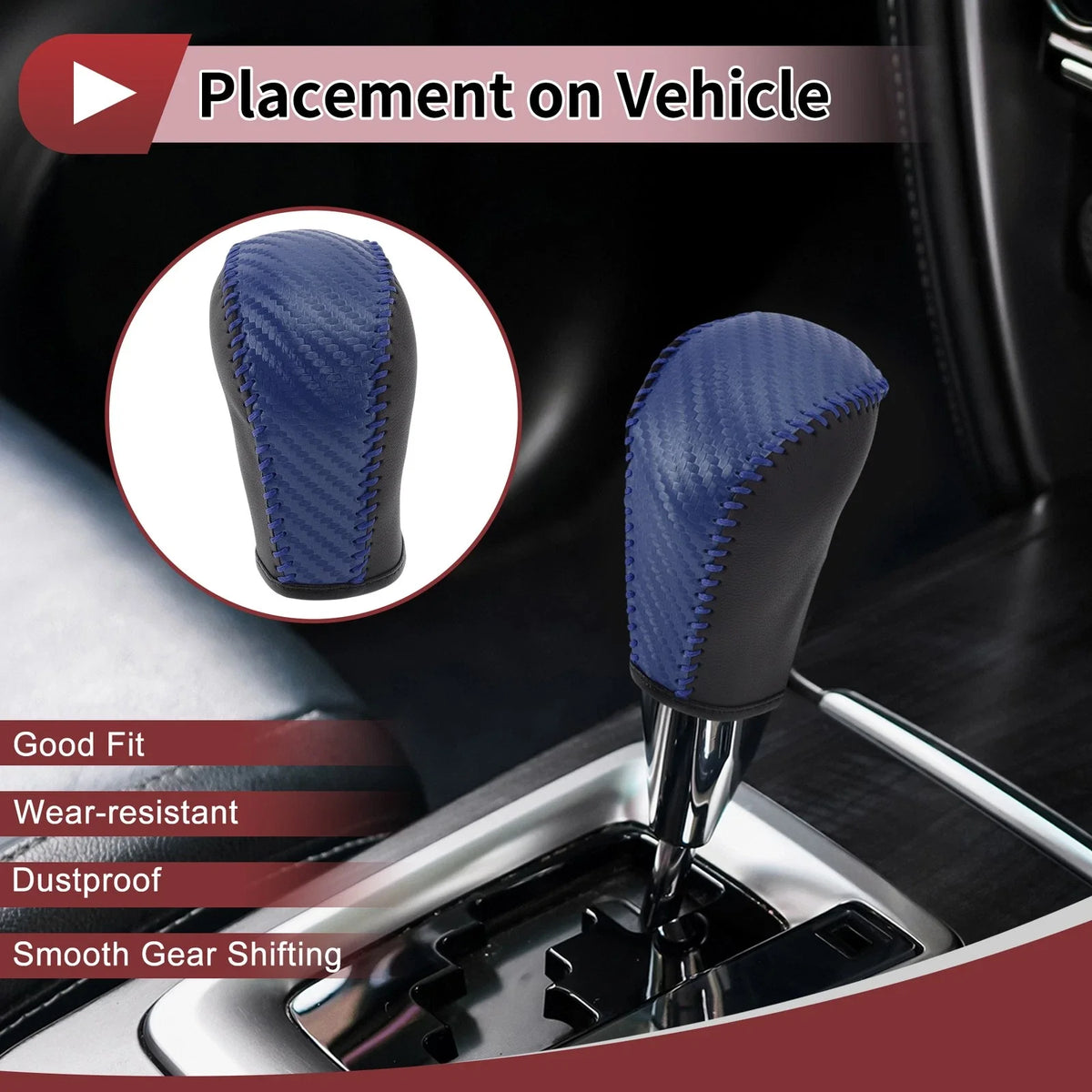 1 Pc Gear Shift Knob Cover for Subaru Forester (2006–2012) Blue Faux Leather