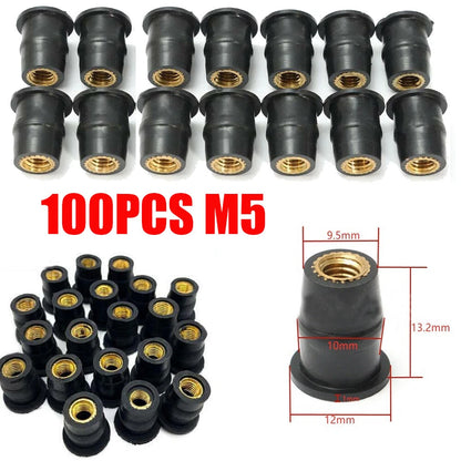 100PC M5 Rubber Well Nuts for Motorcycle ATV Windscreen Fairing