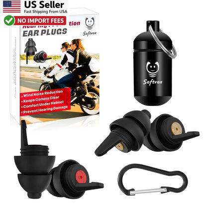 2X Motorcycle Ear Plugs 25dB Wind Noise Reduction for Motorcycles