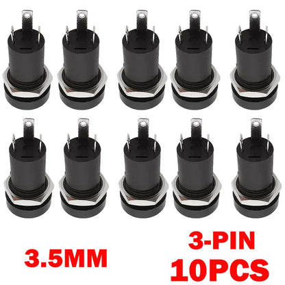 10x 3.5mm Audio Female Jack Socket 3-Pole Stereo Panel Mount Adapters