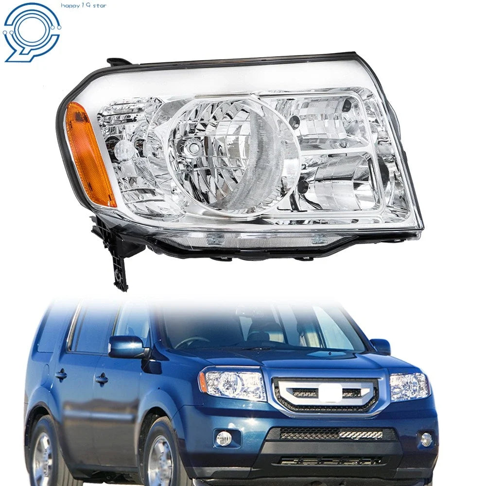Halogen Chrome Headlight Assembly for Honda Pilot (2009–2011)