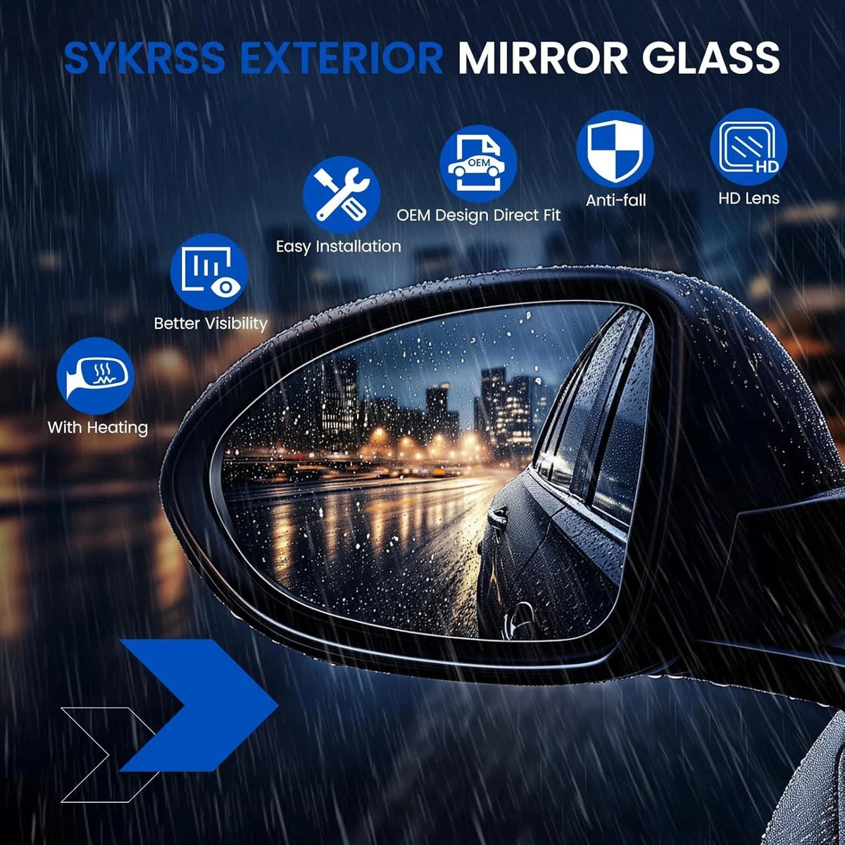 Left Driver Side Upper Convex Heated Mirror Glass for 2015–2022 Ford Transit