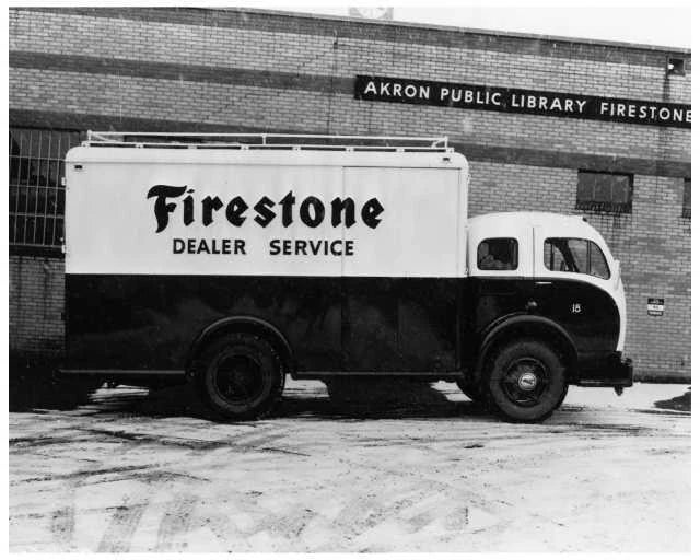 1950s White Box Truck Press Photo 0101 - Firestone Dealer Service