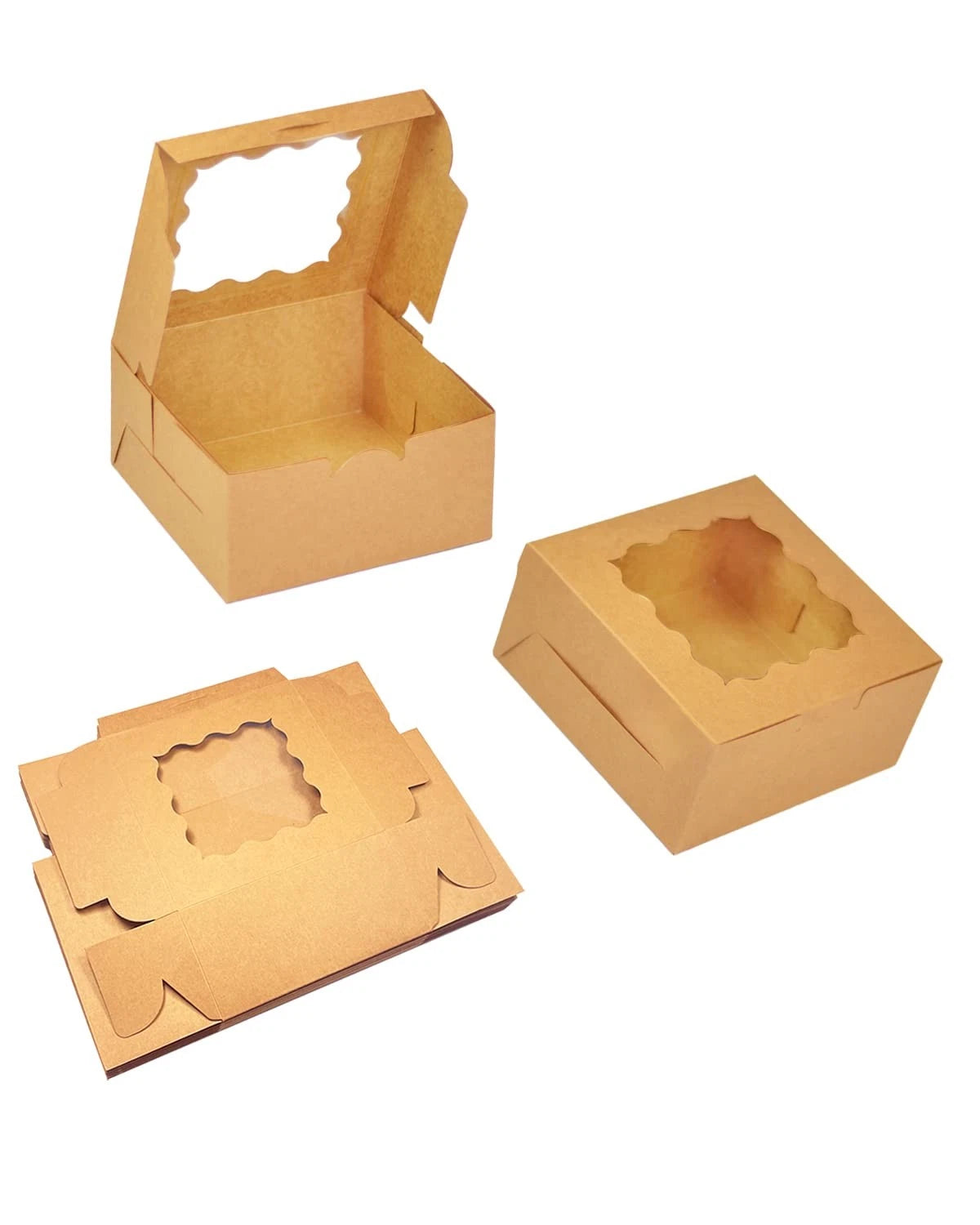 30-Pack Bakery Boxes with Window 6x6x3 inches