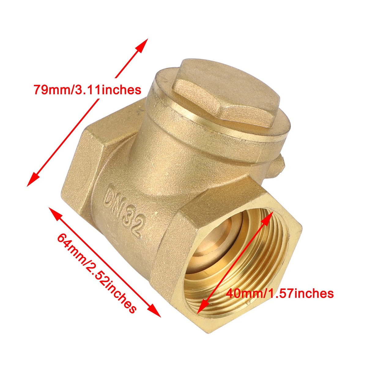1-1/4" Brass Swing Check Valve for NPT Threaded Plumbing Fitting (I012-A039)