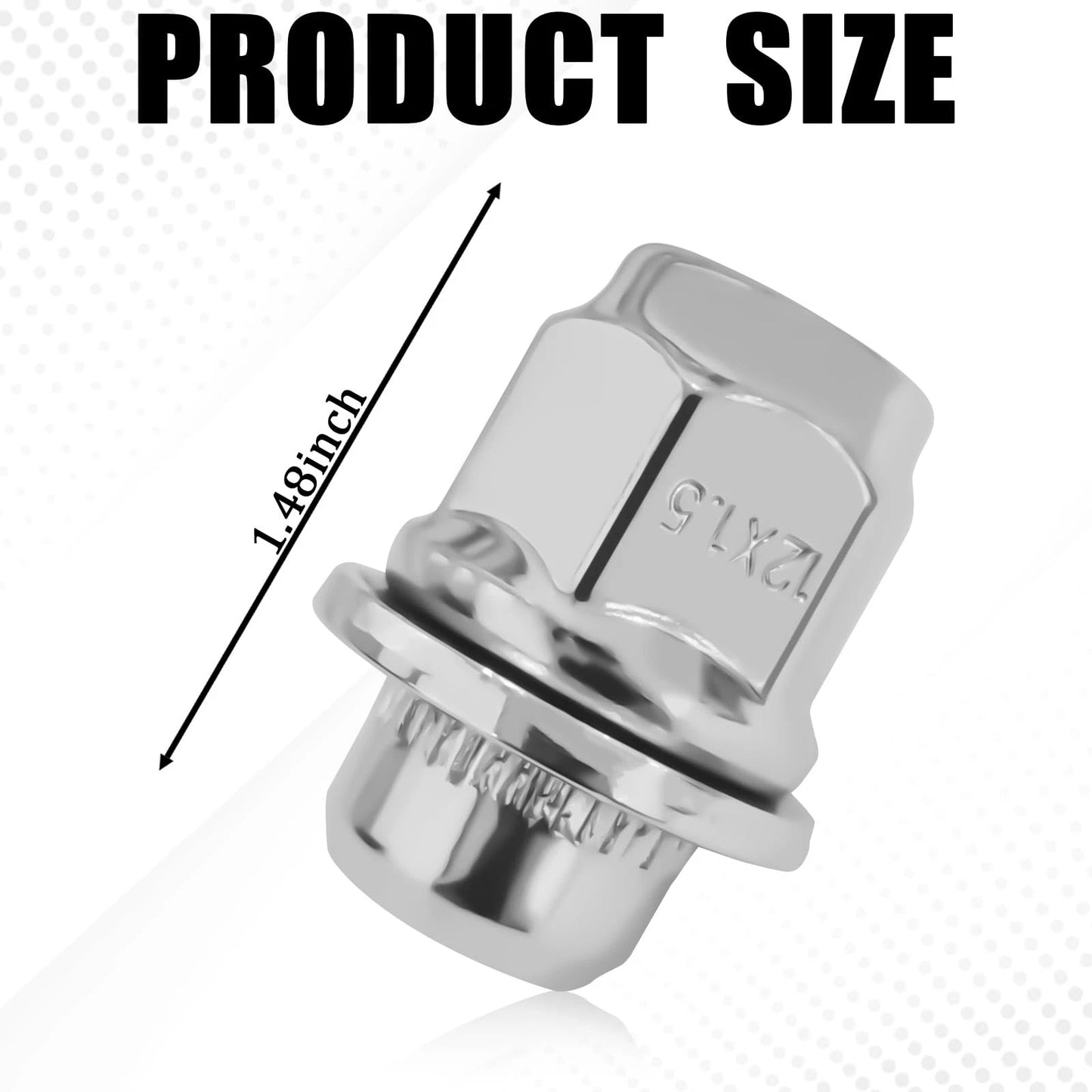 Set of 5 Chrome Lug Nuts for M12x1.5 (Closed End)