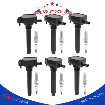 Set of 6 Ignition Coils & Iridium Spark Plugs for Chrysler Jeep Dodge Ram (2011–2021)