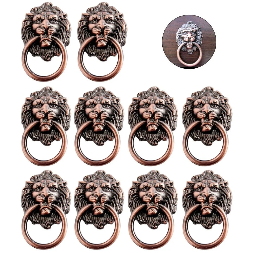 10X Vintage Lion Head Door Pull Handle Ring Knob for Cabinet Drawer (N/A)