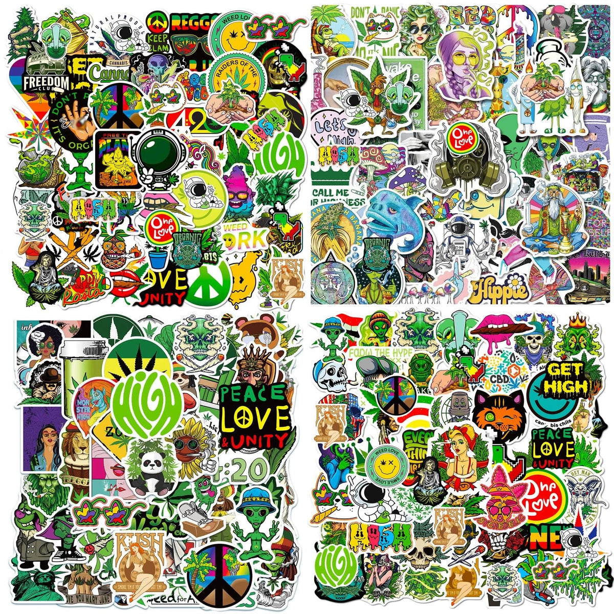 200Pcs Green Leaves Stickers for Laptop, Water Bottles, Skateboard, Guitar