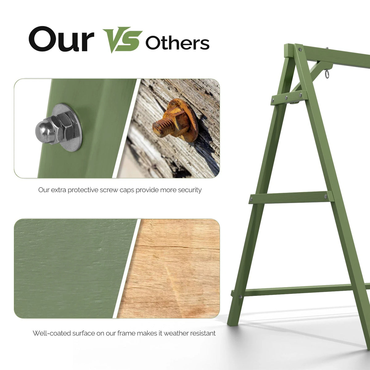 4FT Swing Chair Frame for Garden Olive Green (No Part Numbers)