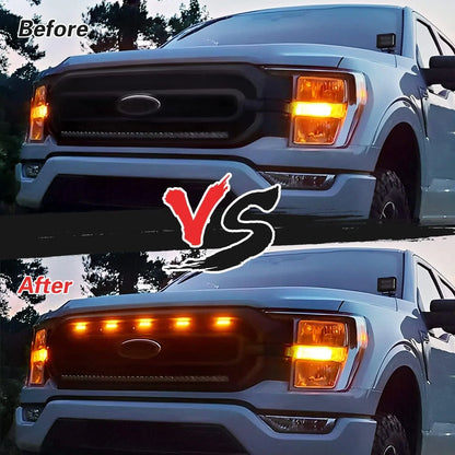 Set of 5 Amber LED Front Grille Lights for Ford F150 (2021–2023)
