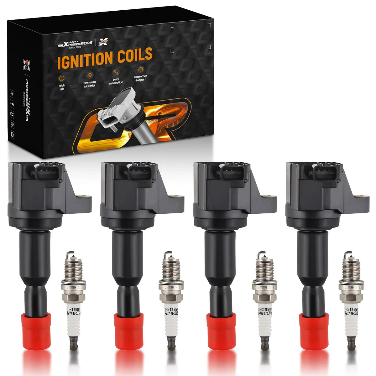 4X Ignition Coils + 4X Spark Plugs for Honda Fit (2007–2008) 30520PWC003