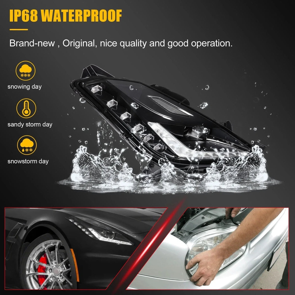 Right Side LED Headlight for Chevy Corvette Stingray (2014–2019)