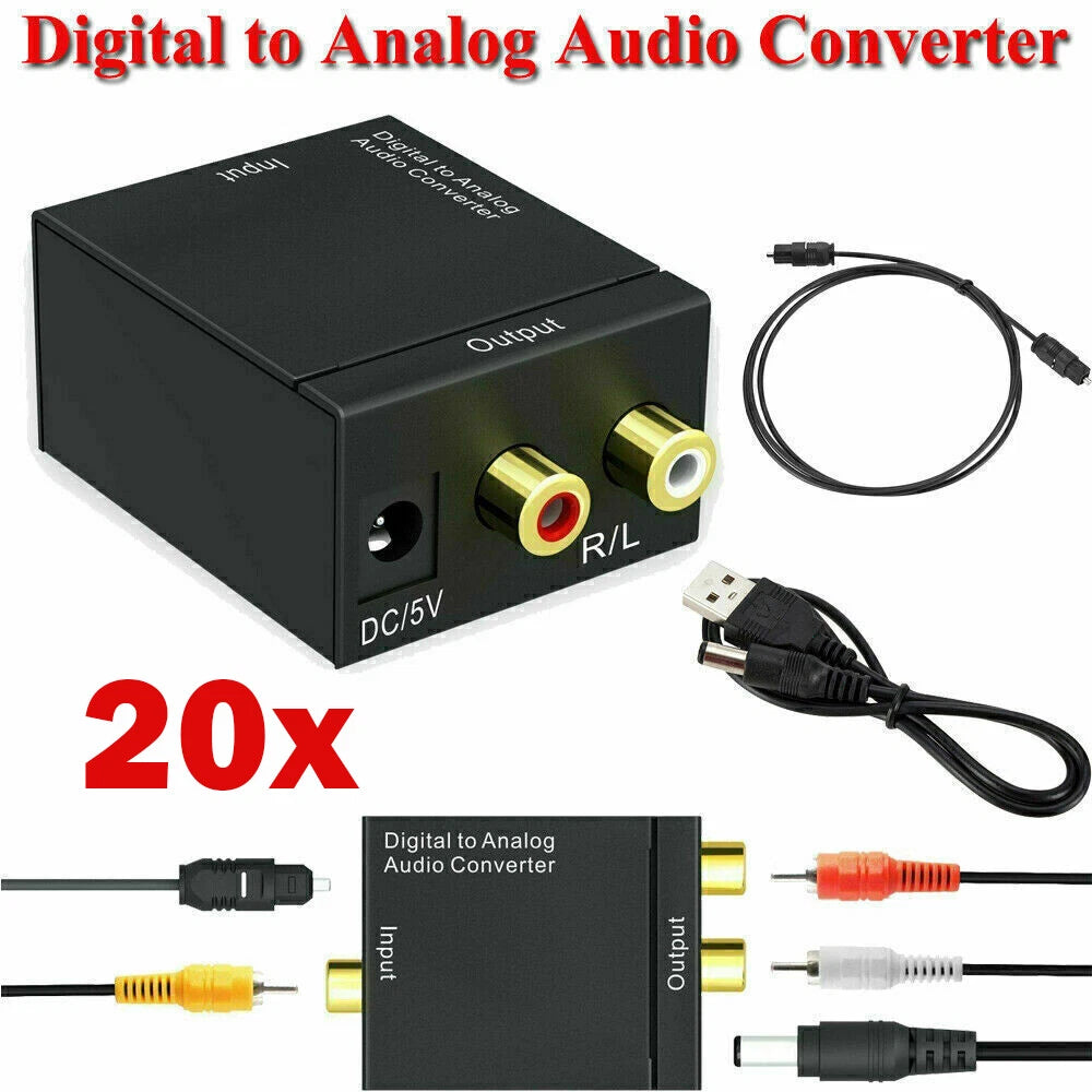 Digital Optical Coaxial to Analog RCA L/R Audio Converter Adapter