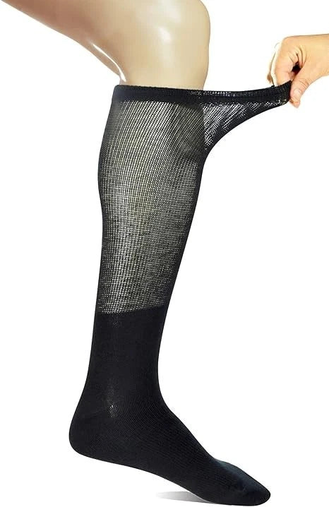 4 Pairs Compression Dress Socks for Men - Over the Calf, Diabetic Support