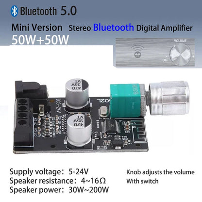 50W+50W Bluetooth 5.0 Audio Digital Amplifier Module for