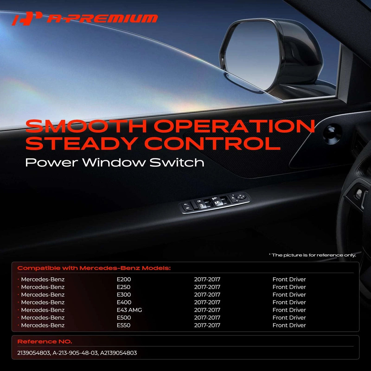 Front Left Power Window Switch for Mercedes E200 E250 E300 E400 E500 (A-213-905-48-03, 2139054803)
