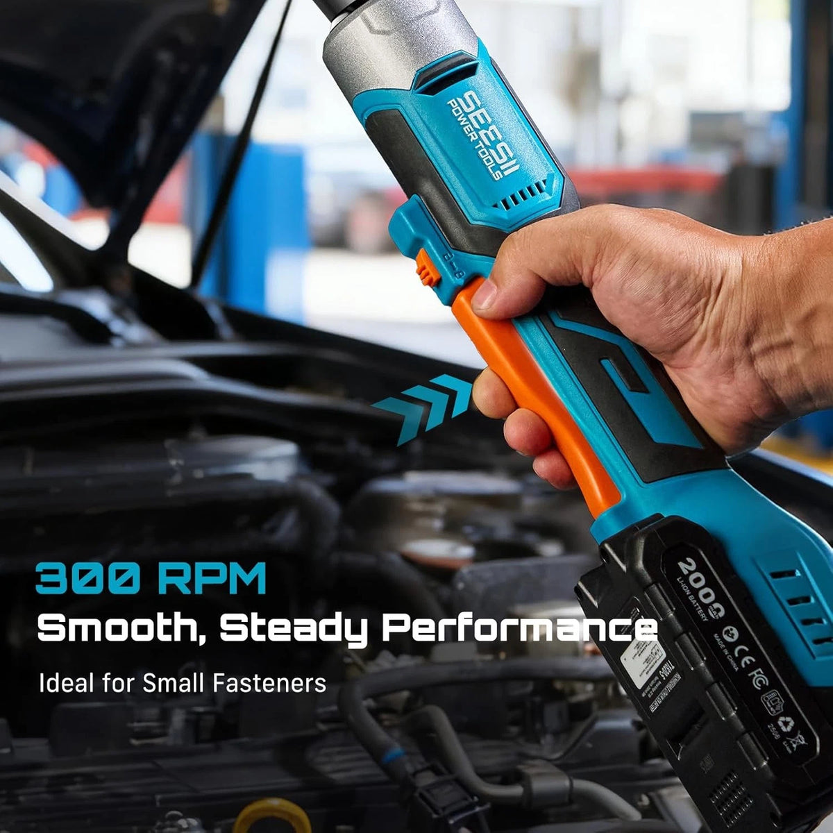 3/8" Cordless Electric Ratchet Wrench 21V 80Nm with Batteries & Case