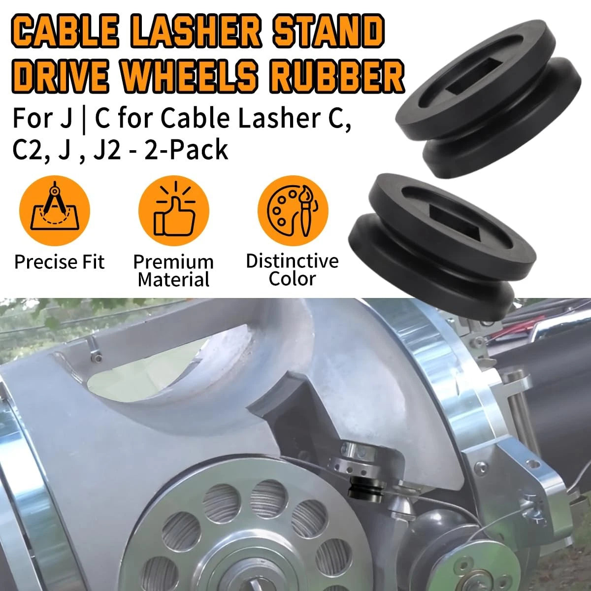 Set of 4 Drive Wheels for Cable Lasher C, C2, J & J2 Rubber