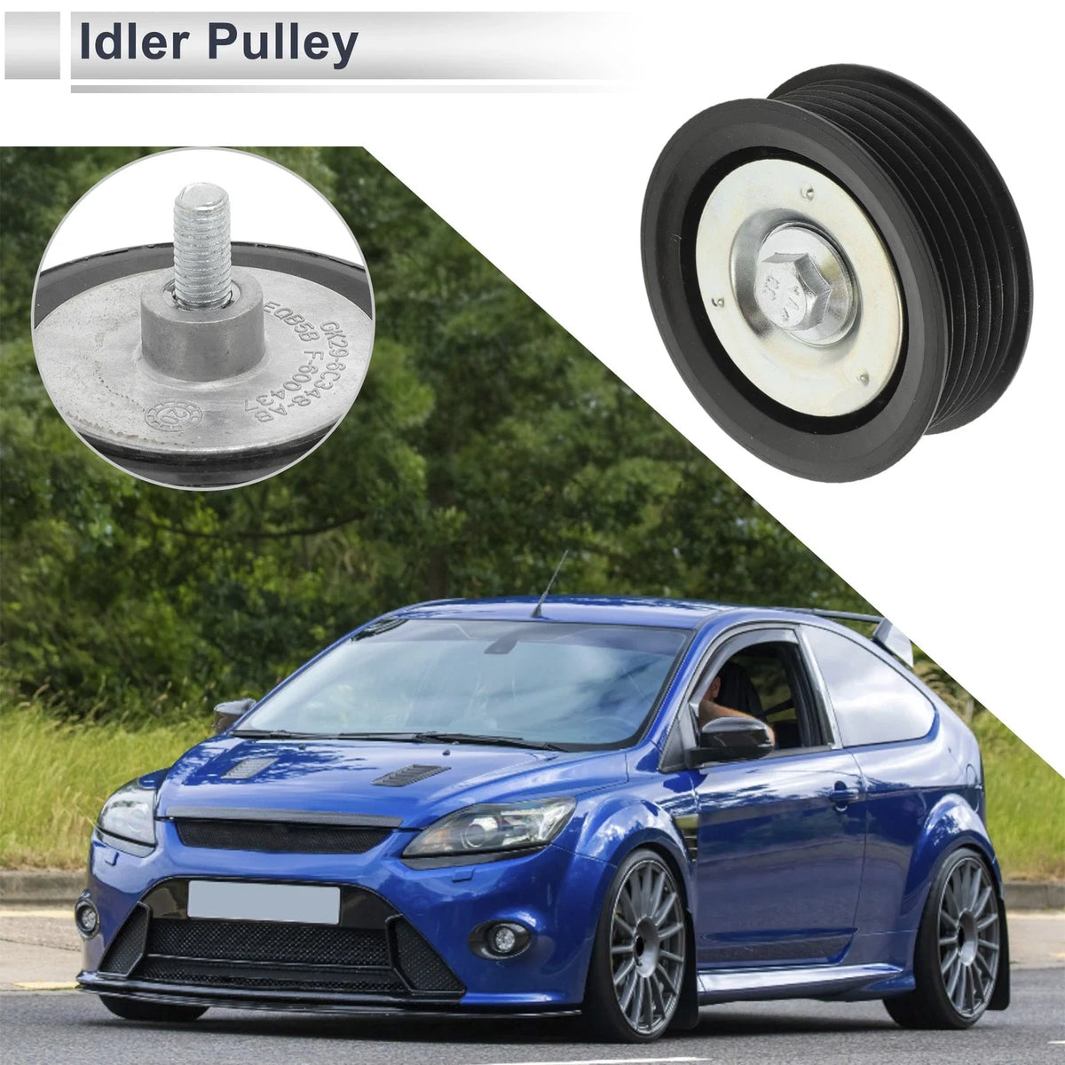 Drive Belt Idler Pulley for Ford Transit (2012–2024) No.BK2119A216AB Black