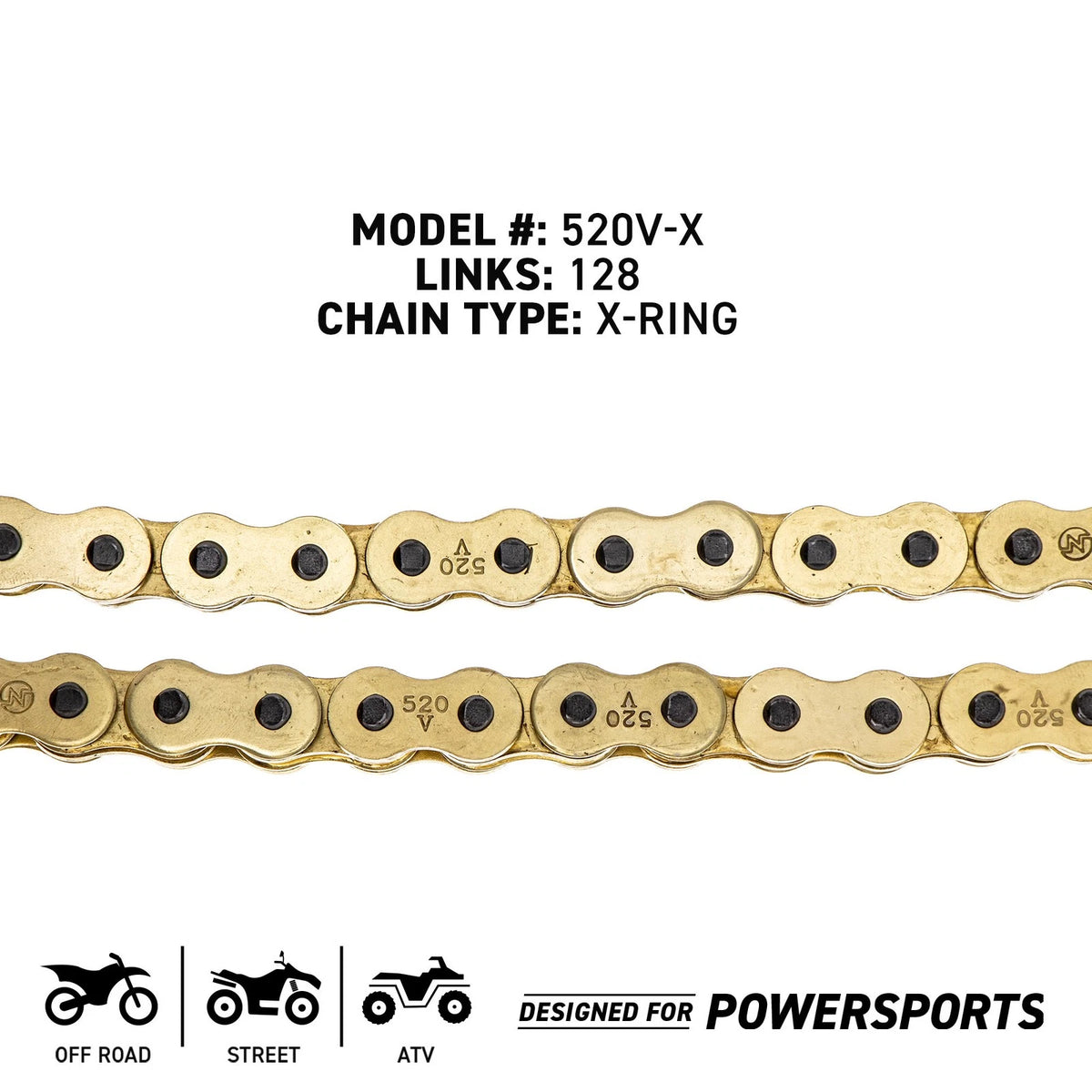 Gold 520 X-Ring Chain 128 Links for Motorcycle (519-CDC2628H)