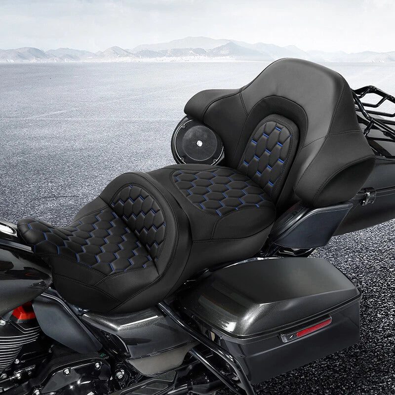 Driver Passenger Seat Backrest for Harley Street Tri Glide (2014–2023) Black Blue